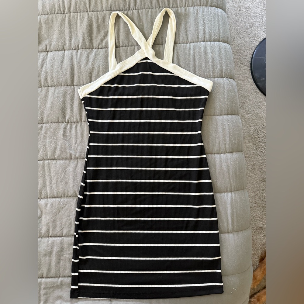 SHEIN Black and White Halter Sundress